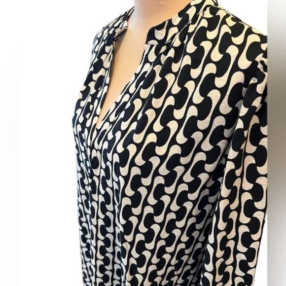 Zara The Paula Dress Black White Graphic Print Mini Ruffle Missing Belt Large - Picture 4 of 10
